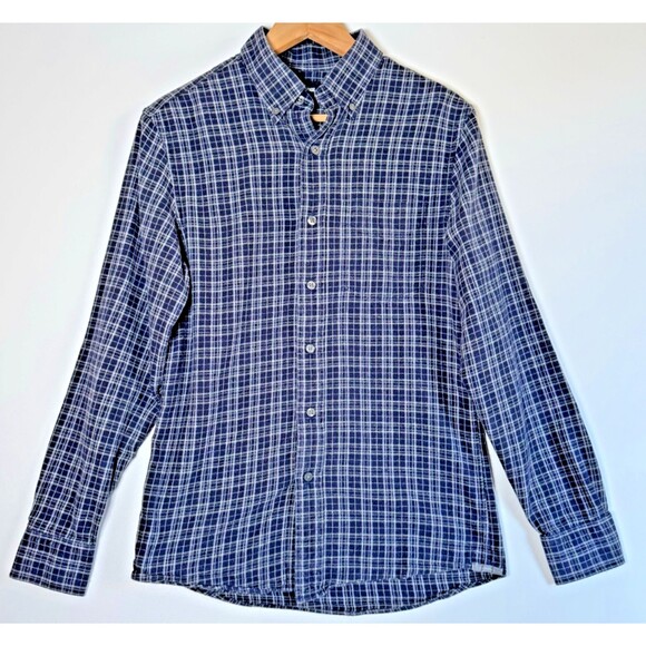 Jack Spade New York XS Flannel Button Up Shirt Blue Plaid Corduroy Elbow Patches - Picture 1 of 12